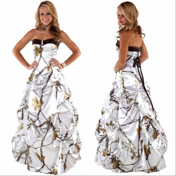 

sweetheart draped beading back lace up satin camo wedding dress simple bodice bridal gowns vestidos de novia, White
