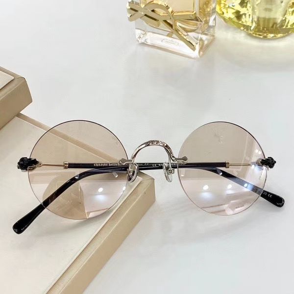

round rimless sunglasses black silver beige 52mm women fashion sun glasses des lunettes de soleil uv400 prodection with box, White;black