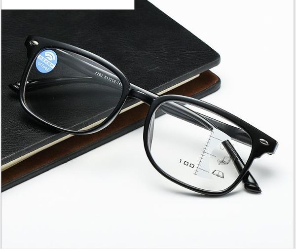 

retro fashion large frame presbyopic mirror multi-focus progressive blue-light presbyopic mirror ultra-light far-near dual-purpose mirror, White;black