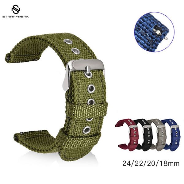 

nylon watch strap quick release sport canva watchband watch replacement bracelet for samsung huawei 18mm 20mm 22mm 24mm, Black;brown