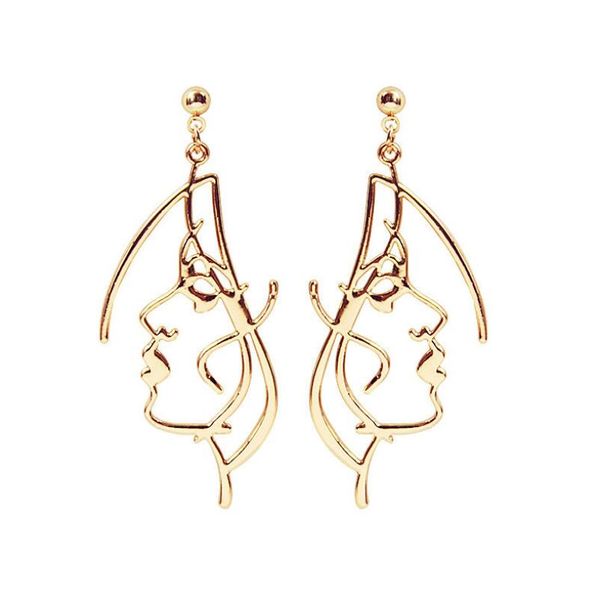 

punk human face drop earrings for women retro abstract hollow out statement hand metal fashion dangle earring jewelry 12 styles, Golden