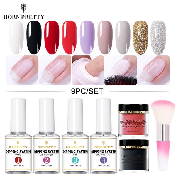 

born pretty dipping nail powder set shinning nail glitter pigment dust power natural dry without lamp cure art decoration, Silver;gold