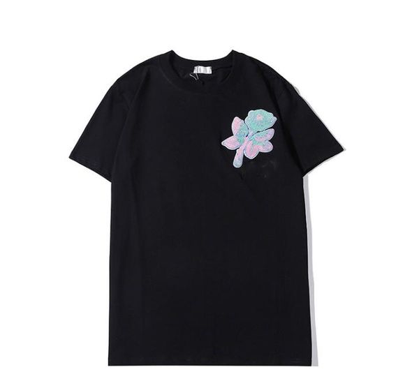 

minimalist paris mini t-shirt men's women's summer casual t-shirt black white flowers short sleeve luxury t-shirt, White;black