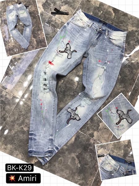

2020 new fashion retro men's embroidered jeans slim men's pants luxury jeans men's designer jeans new fashion size 28-39 h1