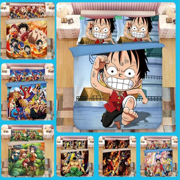 

duvet cover cartoon animation one piece lufei 3pcs british style family student dormitory quilt cover pillowcase home textile