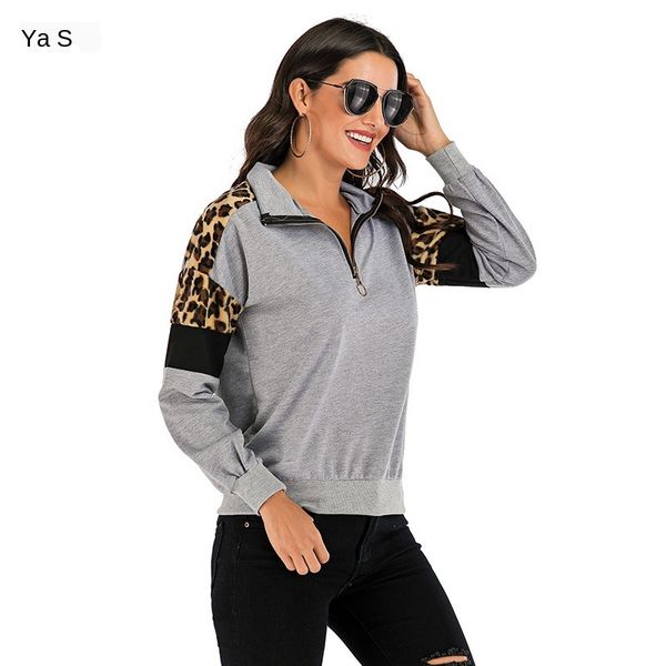 

женская дизайнерская сезонная молния стенд воротник повседневный свитер контрастная строчка рубашка clothinglgnq, Black;brown