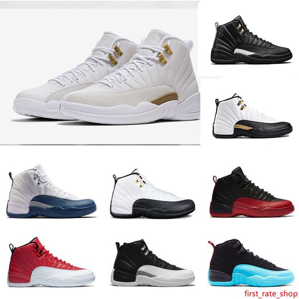 

wholesale new classic 12 basketball shoes sneaker flu game blue suede gym red master taxi wolf grey playoffs wool fashion mens shoe