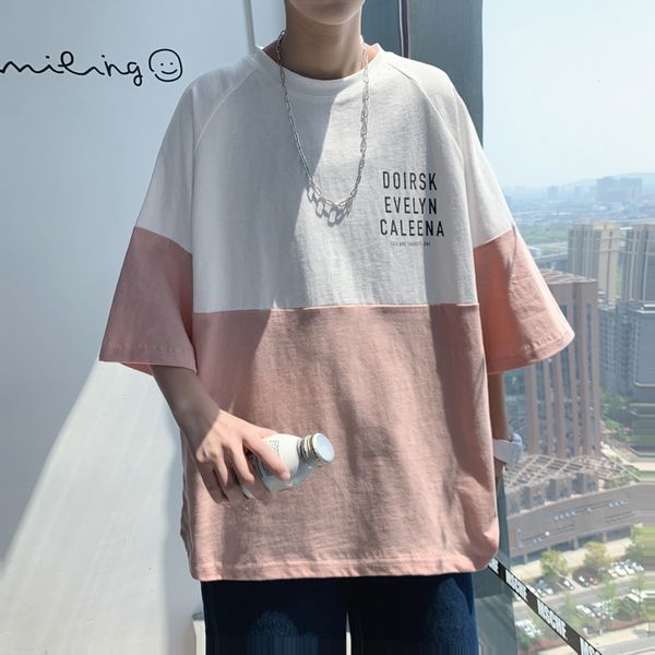 

2020 летних коротких рукава harajuku корея моды tshirt streetwear one piece hip hop rock punk мужчины лучшие тисы тенниска одежда, White;black