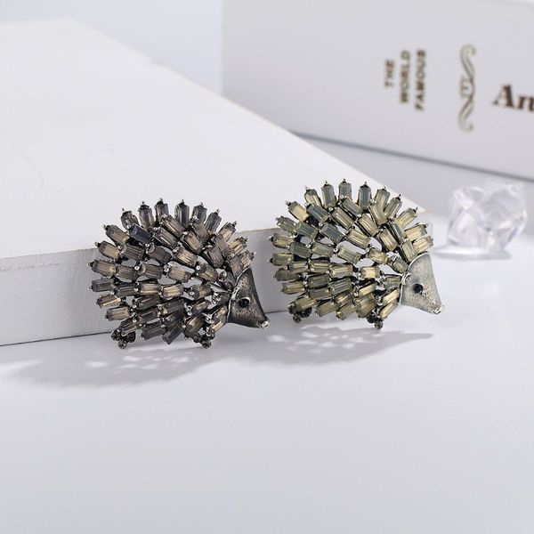 

fashion personality cartoon small hedgehog animal brooch women lady bag clothing accessories jewelry boutonniere 517f, Gray