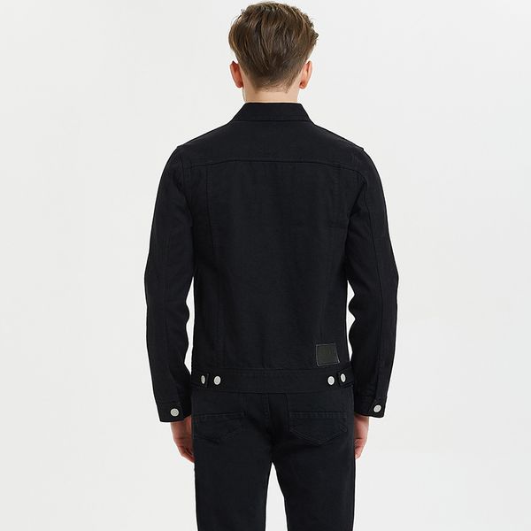 

black denim jacket mens trendy new style simple and versatile slim cotton trendy lapel autumn jacket top, Black;brown