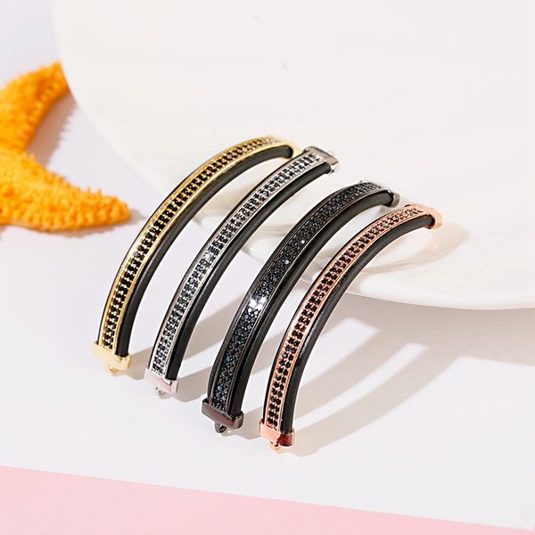 

oiquei double black zircon tube connectors micro paved cz copper geometric spacer beads for diy bracelets jewelry making