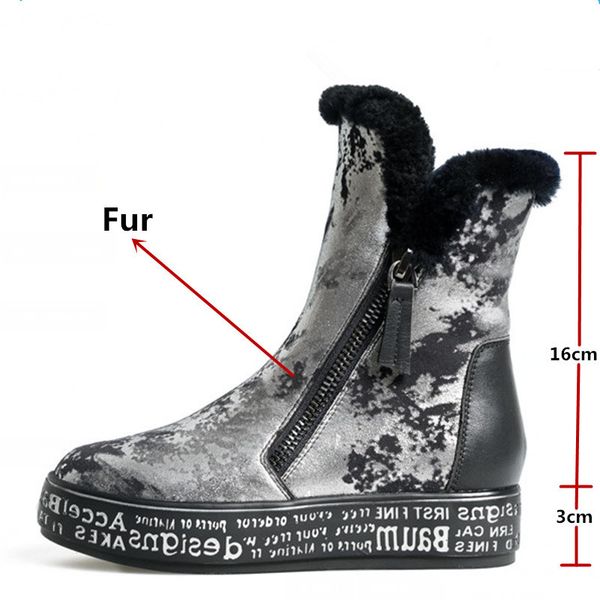 

fedonas лучшего качества мода женщина shearling шерсть зимний теплая натуральная кожа снегоступы женщина платформа fur ботильоны mx200508, Black