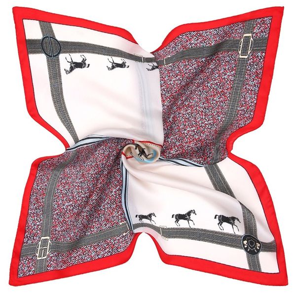 

shawls 2021 simple 53cm scarf imitated silk satin grid horse printing small hand towel woman scarves ring graduation gift all-match, Blue;gray