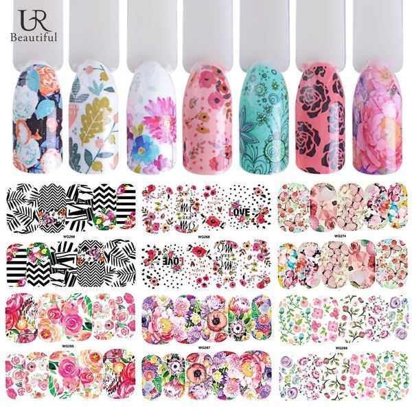 

1 sheet flower/butterfly pattern nail art water transfer sticker nail diy decoration decal manicure tools bewg266-290, Black