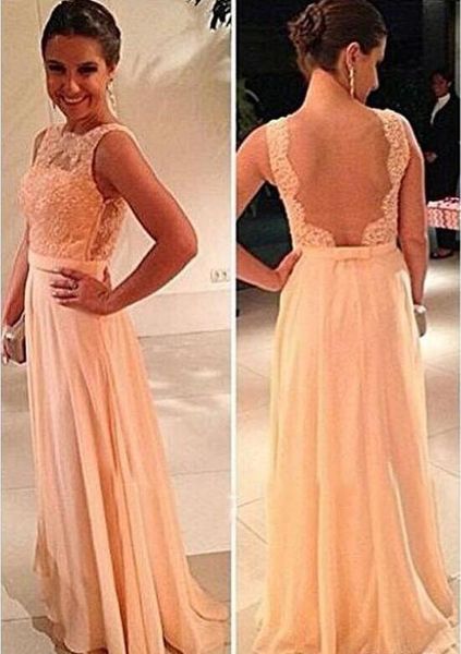 Atraente Novo Back Back Bateu de Casamento Vestido de Festa de Casamento Chiffon Bonito Rosa Rosa Vestido Renda Pêssego Vestidos de Promoção Dama de Promoção