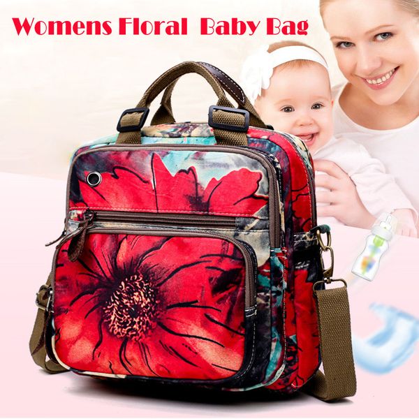 

selling women floral diaper bag mommy backpack multifunction crossbody shoulder bag lbv, White