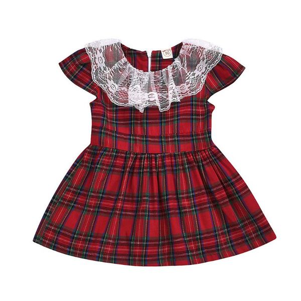 

kids baby girls dress toddler kids plaid checked lace ruffle dress spring summer children girls casual long sleeve dresses #lr3, Red;yellow