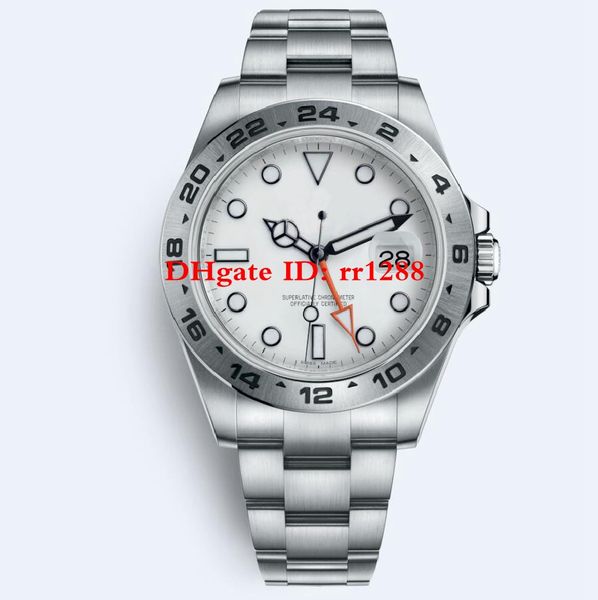 

4 style mens watches 216570 214270 automatic men's watch gmt explorer ii 42mm stainless steel strap white dial wristwatches, Slivery;brown