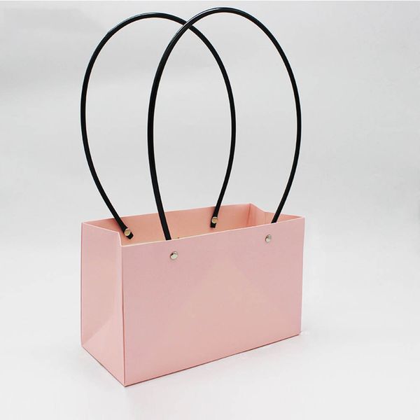 

kraft paper bags flower box with handle waterproof bouquet florist gift packing box valentine's day rose boxes party decoration