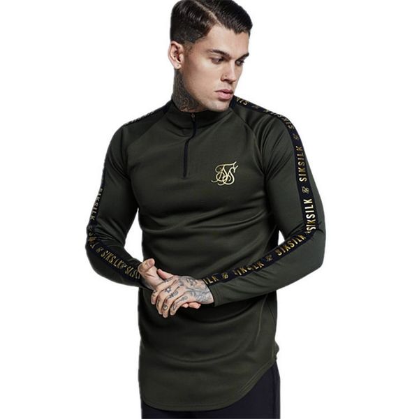 

spain men long sleeve zipper pullover t shirt men black autumn sweatshirts streetwear tshirt sweatshirt new designer siksilk tee long sleeve, White;black
