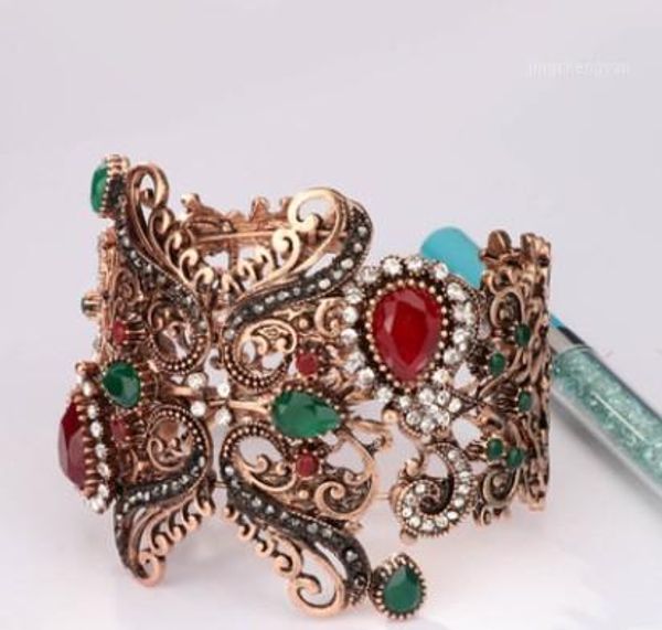 

bracelet hollow floral 3 pcs spring wide mouth bohemian crystal bracelet vintage sell fashion lbd1, Golden;silver