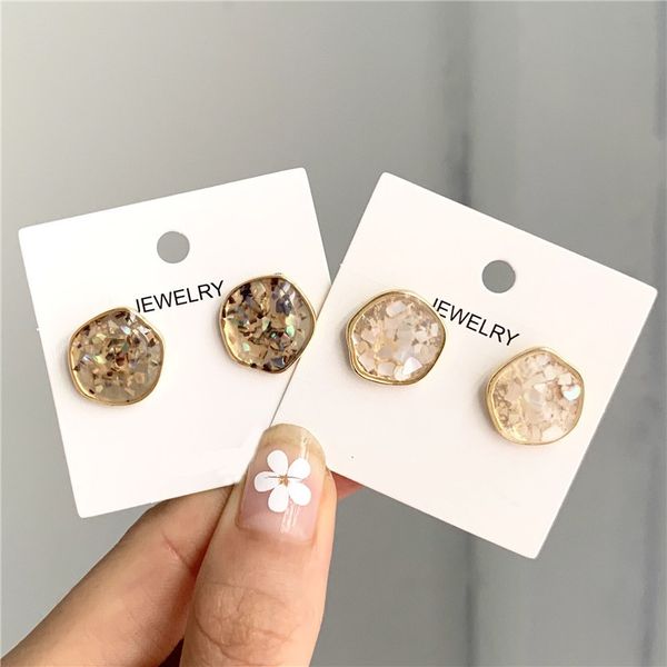 

2019 fashion jewelry natural shell earrings oval gold geometric earrings irregular for women party jewelry, Golden;silver