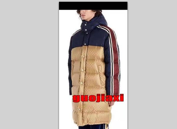 

2019 designer luxury clothing mens black patchwork long knurling jacket letters coat clothing outerwear hooded jacket, Black;brown