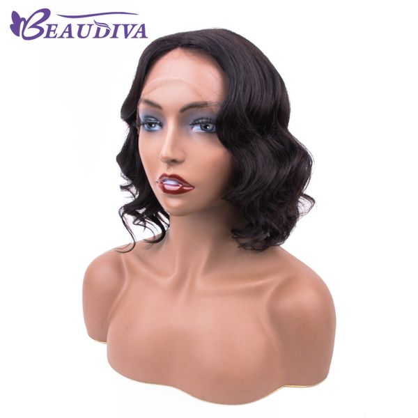

beaudiva body wave lace front human hair wigs remy brazilian virgin hair short human hair wigs for women beau diva, Black;brown
