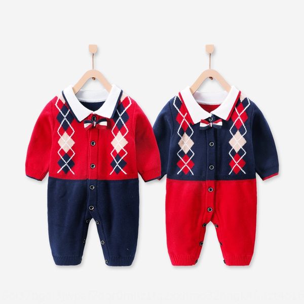 

baby body pants pants jump full moon male baby knitted sweater newborn climbing suit sweater jumpsuit new year's clothing hayi, Blue