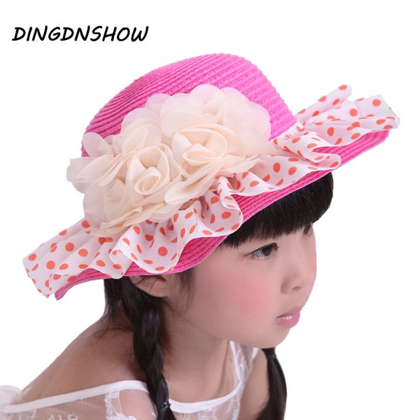 

[DINGDNSHOW] 2019 Sun Hat Kid Flower Wide Brim Girl Summer Cap Baby Straw Hat Lace Beach Cap for Girl