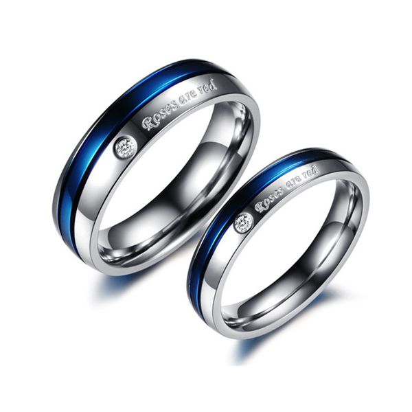 

синий цвет lovers свадьба пара кольца для него и нее наборы promise кольца для пар titanium стальных пар кольца комплекты bands, Slivery;golden