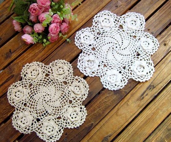 

round cotton crochet lace table place mat pad cloth placemat cup doilies mug tablecloth dining placement kitchen