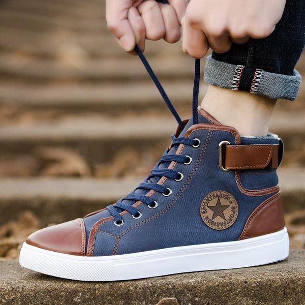 

fashion sneakers for men classic lace-up high style spring autumn vulcanized flat with casual shoes men large size, Black