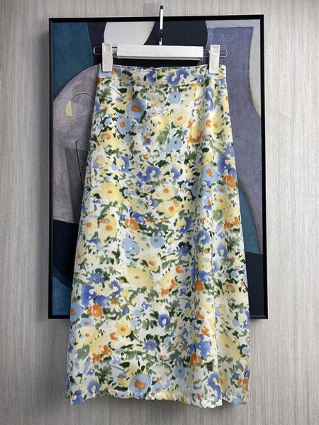 

women skirt 2020 spring and summer new half skirt women floral a-line midi, Black