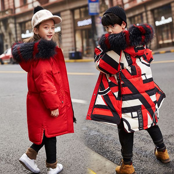 

warm children down jackets reversiable design baby girls duck down coat fur boy's outerwear parkas kids for cold winter, Blue;gray