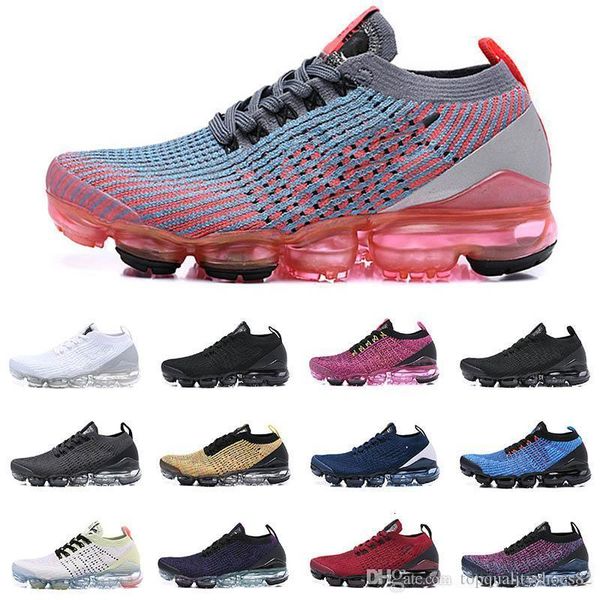 

2020 knit fly 3.0 running shoes all blacks triple white army green mens womens breathable sneakers walking sports shoes size 36-46