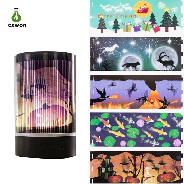 Hängender Galaxie-Lichtprojektor, USB wiederaufladbar, drehbares Nachtlicht, romantischer Elch, Halloween, Weihnachten, dynamische Projektorlampe mit 5 Mustern