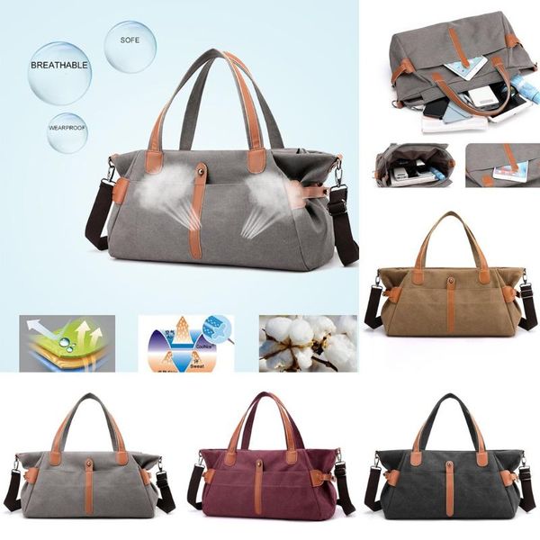 

2020 retro women's capacity canvas handbag shoulder handbags canvas leather large-capacity bags for women torebki damskie