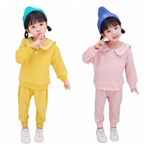 

cotton baby girl casual pants sets autumn baby girl outfits long sleeve solid print blouse+pants casual costume set n, White