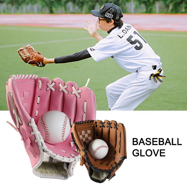 

men women soft pu leather baseball gloves pitcher's left hand gloves for beginner outdoor baseball training practice equipment