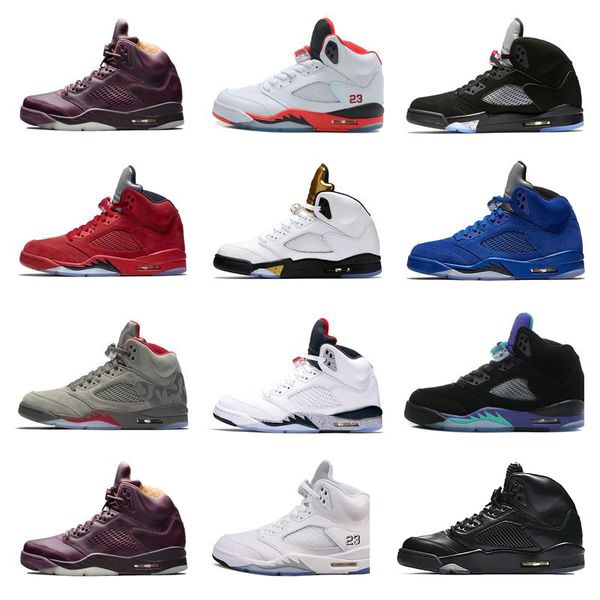 

2019 new men basketball shoes 5s bred space jam white cement red suede air 5s black metallic men sport man designer shoe trainers