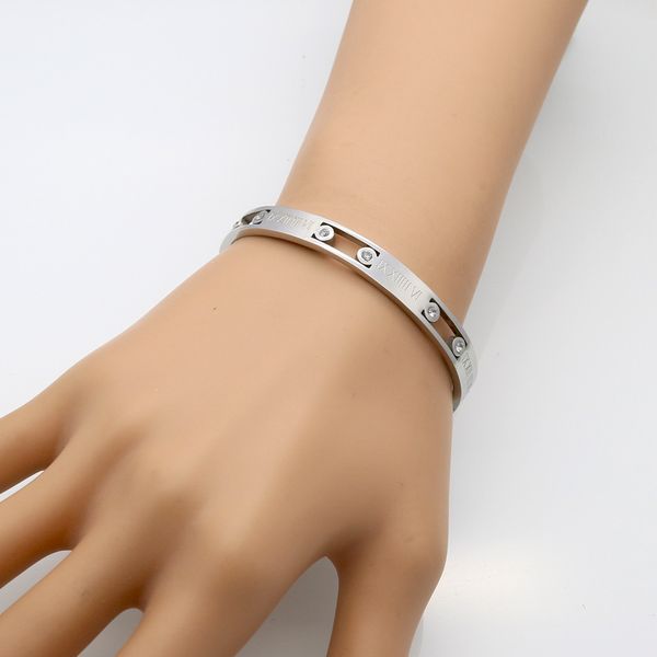 

2019 new luxury fashion brand roman numerals set auger bracelet titanium steel card buckle women charm bracelet lover wholesale, Black