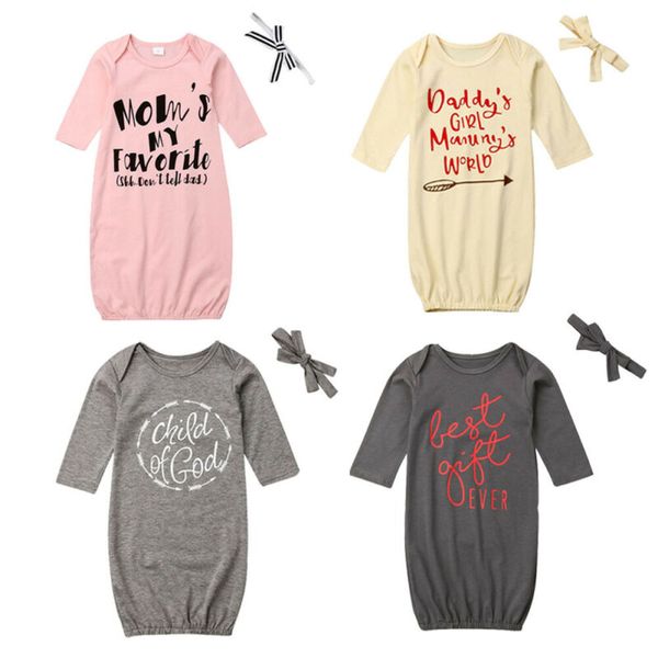 

uk newborn baby girl cotton blanket swaddle wrap sleep sleeping bag+headband sleepwear dress