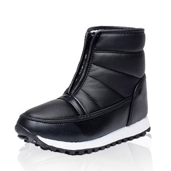 

fashion men boots waterproof snow boots slip on plush warm winter male shoes work winter shoes men footwear, Black