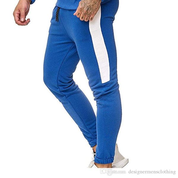 

new spring mens designer joggers fashion colors bright striped pockets elastic waist pants pencil pants, Black