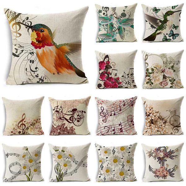 

wzh musical eement cushion cover 45x45cm linen decorative pillow cover sofa bed pillow case