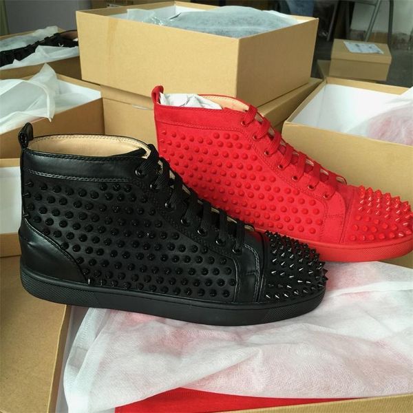 

wholesale spike shoes luxury men's sneaker suede spikes red designer shoes flats shoes men & women party designer sneakers t16, Black
