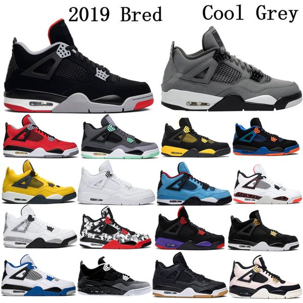 

grey 4 cool 2019 what the 4s bred basketball shoes white cement pure money men black cat toro bravo royalty motorsports sports sneaker 7-13