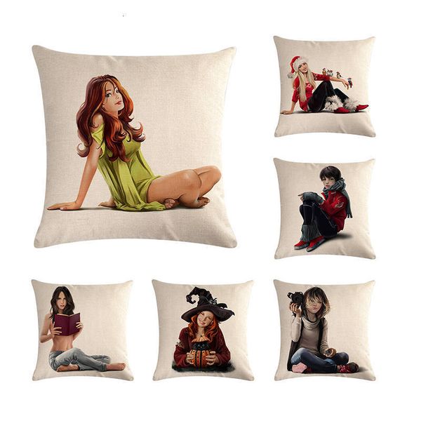 

urban fashion girls подушка обложка home decor для диван кресло украшения автомобиля подушка крышки случая almofada cojines zy317