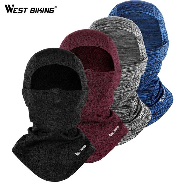

west biking winter cycling mask thermal fleece bike face mask cover ski snowboard running sport scarf neck warmer hood hat cap, Black